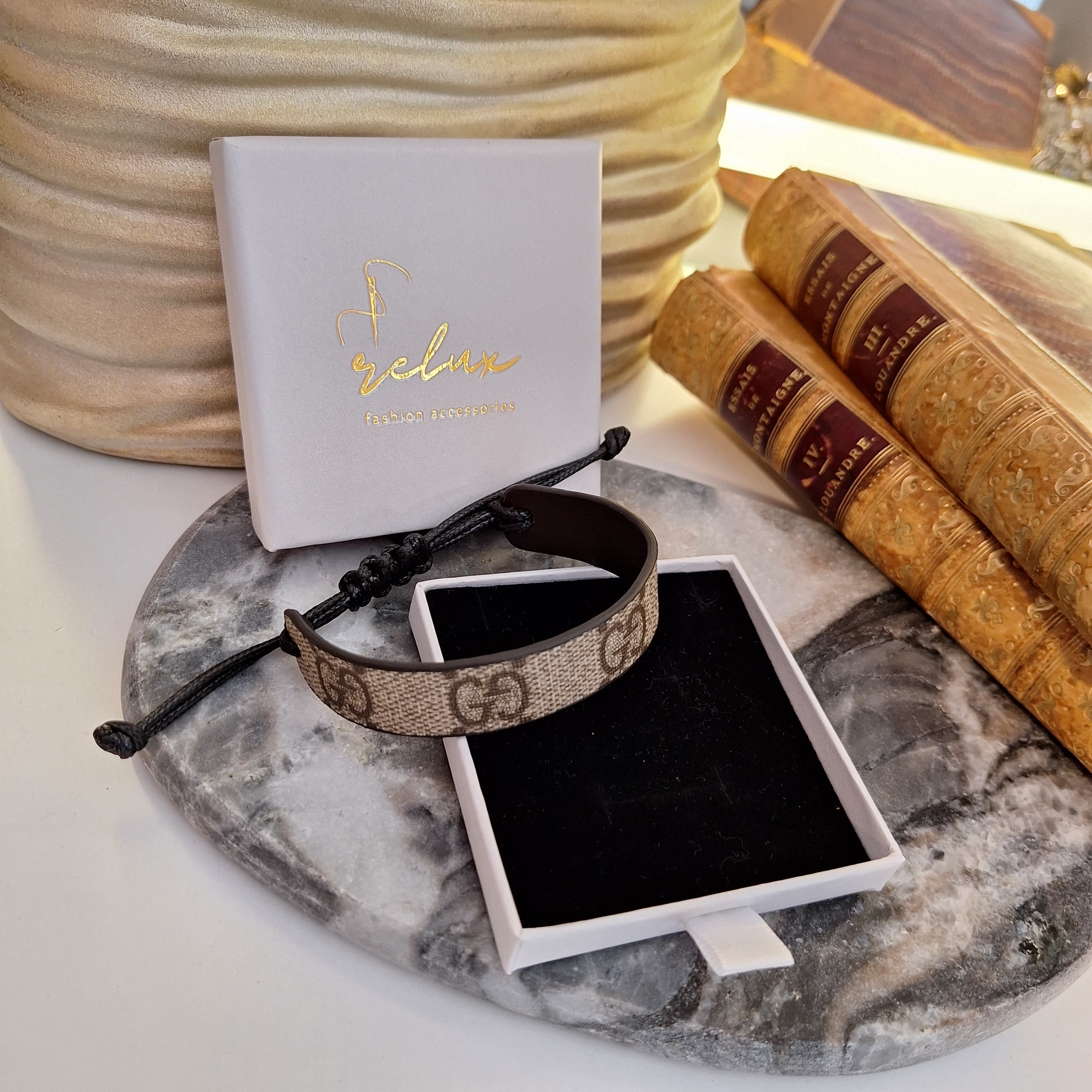 Mel Bracelet - Relux handcrafted item in upcycled vintage leather (canvas)