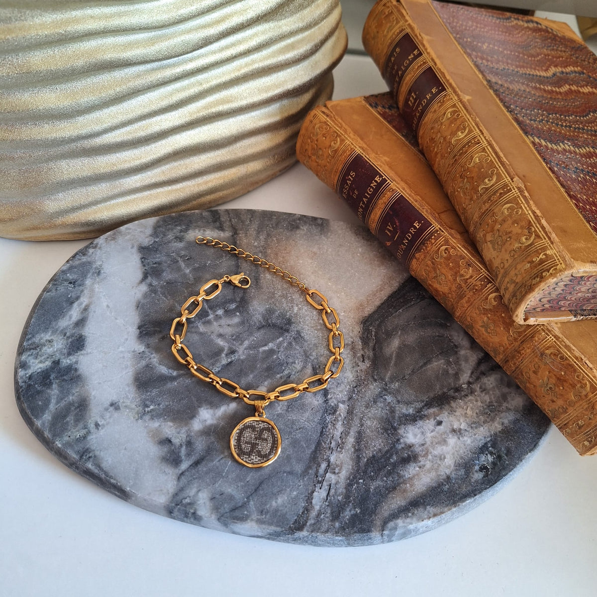 Bracciale Hope - Creazione artigianale Relux in pelle (canvas) vintage upcycled